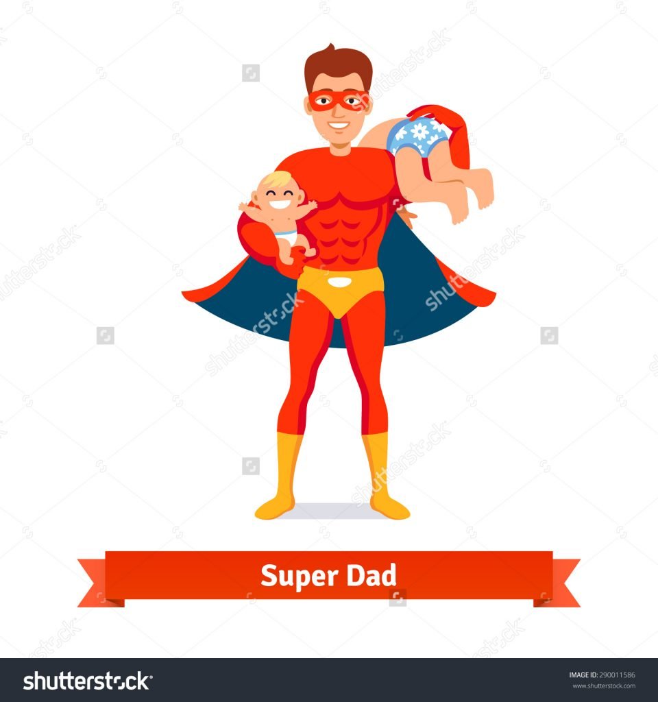 stock-vector-superhero-dad-concept-father-taking-care-of-two-sons-baby-boy-and-teen-flat-style-vector-icon-290011586