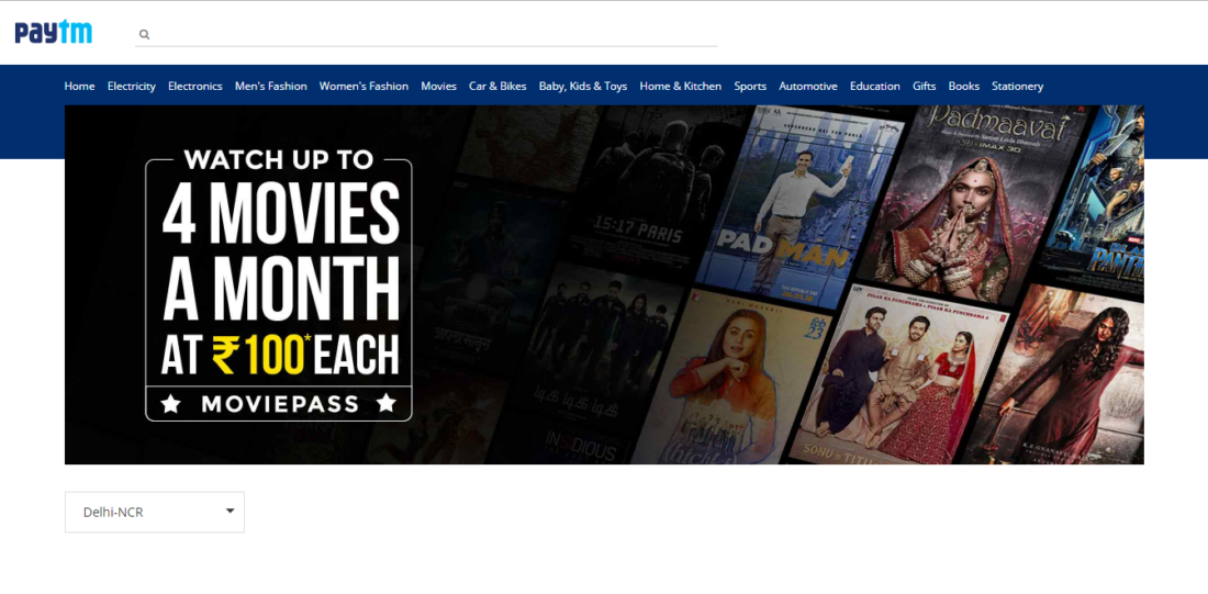 You Can Now Watch Your 4 Movies/Month For Just INR 100 Using Paytm!